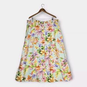 Y2K Jaclyn Smith Floral Midi Skirt 24W Pastel Tropical Garden Party NWT